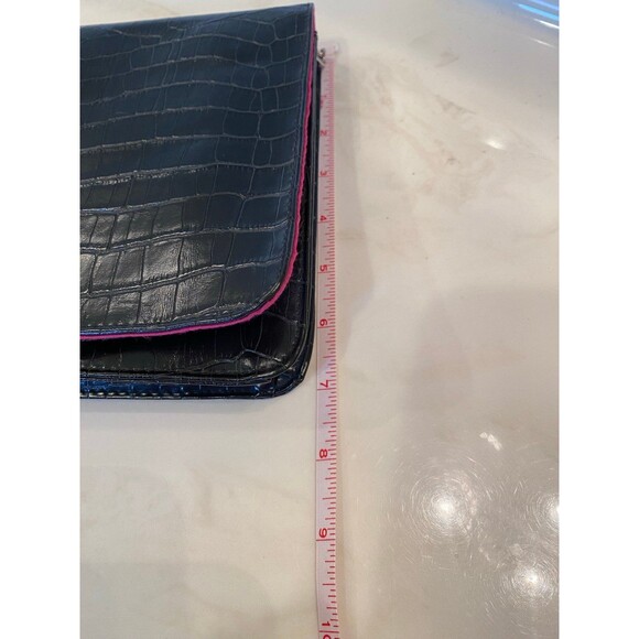 Daisy Fuentes Handbag Purse Black Faux Alligator Skin Clutch w/ Chain Strap Bag - Picture 9 of 9